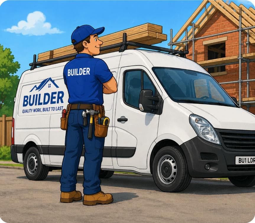 A self-employed builder with his van